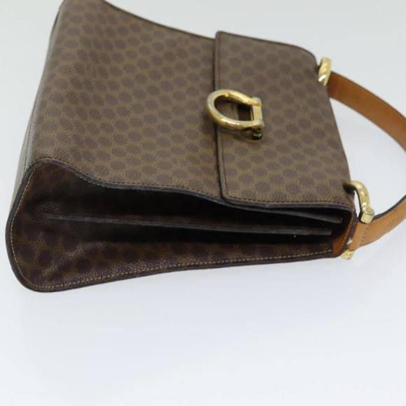 CELINE Macadam Canvas Hand Bag PVC Leather Brown Gold Auth bs16599 - Picture 3 of 16